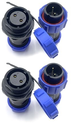 2 Pezzi SP17 2 poli Aeronautica Connettore, IP68 Impermeabile 2 pin Connettore di Saldatura Maschio Spina e Femmina Presa Connettore Rotondo in Linea Tipo Aviation Spina per Lampade Esterne 500V 10A
