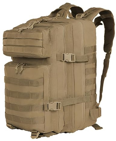 CINGHI LUSSO Militär Taktischer Rucksack Herren 45L Wasserdicht Outdoor Survival Ausrüstung Travel Backpack Arbeitsrucksack Wanderrucksack geeignet für Camping, Reisen (Khaki)