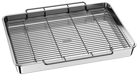 Baker's Secret Non-Toxic Large Roasting Pan 18 with Rack, Roaster 100% Recycled Aluminum, Turkey Roasting Pan, Vegetables, Poultry - The Natural Aluminum Collection PFOA, PFOS, and PTFE free