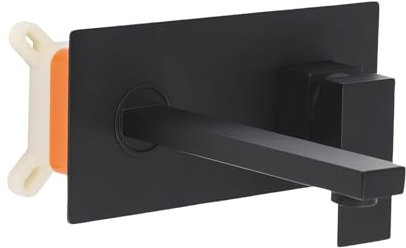 Robinet de lavabo encastré - Montage mural - 2 trous - Avec surface brossée - Pour salle de bain et cuisine - Résistant à la température - Noir