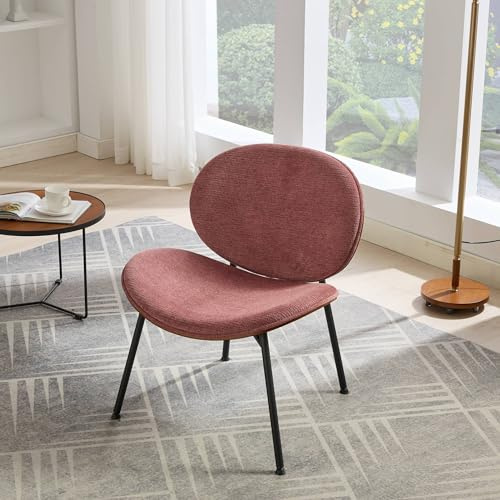 Havemies Mid-Century Modern Shell Chair Single Side Chair Tripod Lounge Chair in Walnut Finish Comfortable Backrest,Fabric Accent Chair for Living Room,Bedroom (Bean Paste red)