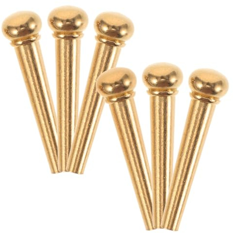 Kupfer Gitarren Stegstift Brückenstifte für Akustikgitarre | Gold, Feine Verarbeitung und Passgenauer Sitz, für Folk Gitarrenspieler und Anfänger, Zubehör im 6 Stück-pack