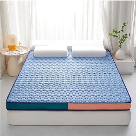 Queen-Size-Latex-Matratze aus Memory-Schaum mit Naturlatex-Füllung für Komfort und Unterstützung, ideal für Zuhause und Gästezimmer für alle Altersgruppen, leise Geräuschreduzierung, Blau (80 x 190 x