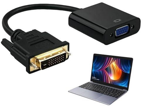 Cable DVI VGA | Cable adaptador DVI macho VGA hembra Resolución HD 1080p – Convertidor macho hembra DVI-D 24 + 1 puertos para ordenador de oficina, PC, monitor, proyector, ordenador