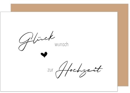 Edition Seidel Premium Glückwunschkarte zur Hochzeit mit Umschlag aus Kraftpapier. Hochzeitskarte Grußkarte Vermählung Just Married Wedding Liebe Herz (H503 SW024)