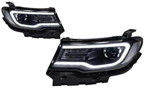 Gruppo Ottico Anteriore Per Jeep Per Compass 2017-2022 Fari Anteriori LED O Xenon Doppio Proiettore 2 Pezzi Parti Luci Auto Faro Fanale Proiettore(L*ED bulb inside)
