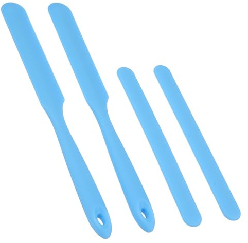 Reusable Silicone Sticks Kit, 2Pcs Paint Sticks with 2Pcs Spatula Scraper, Silicone Paint Stir Stick for Mixing Epoxy DIY Crafts(Blue)