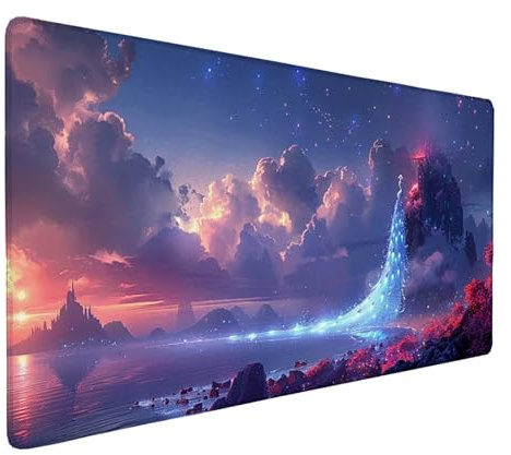 Large Blue Mouse Mat 1500x800x3mm, Waterproof Gaming Mouse Pad Peacock Desk Mat with Anti-Slip Rubber Base and Stitched Edges Mousepad Office Accessories for PC, Laptop, Home Office, Gifts -ly2505ZC