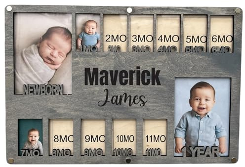 Silva lining designing Newborn picture frame - 12 months photo display - Personalized frame - Gift for new mom - Baby photo album- Baby portrait (Newborn 3.0)