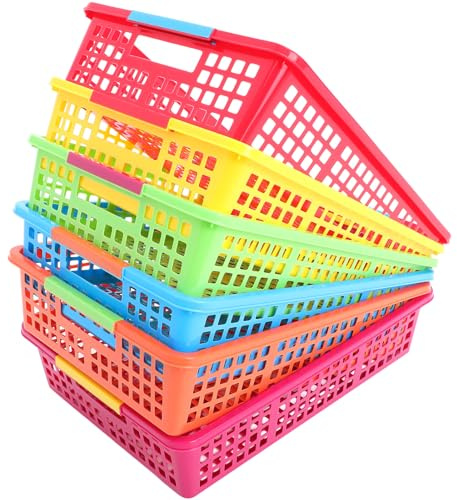 ABOOFAN Lot de 6 Paniers en Plastique Empilables pour Salle de Classe, Organisateur de Rangement de Papier en Pp, pour Fournitures Scolaires et Bureau