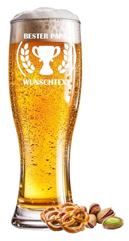 Verre à bière gravé « Bester Papa » - 0,5 l - Avec texte au choix - Nom année ou inscription - Verre à bière individuel pour des occasions spéciales comme un anniversaire, la fête des pères ou une