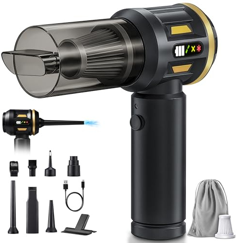 Ocenal Aspirador de Mano 19000Pa - Aspirador Coche Inalámbrico Potente Recargable con LED, Función Soplador e Inflado, Ideal para Coche, Hogar y Oficina y Pelo de Mascotas