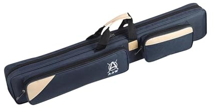 getuse Étui de protection en tissu Oxford pour queue de billard pouvant contenir 3 mégots, 4 arbres, 7 trous, poches pour accessoires, poignée portable pour snooker et billard - Bleu