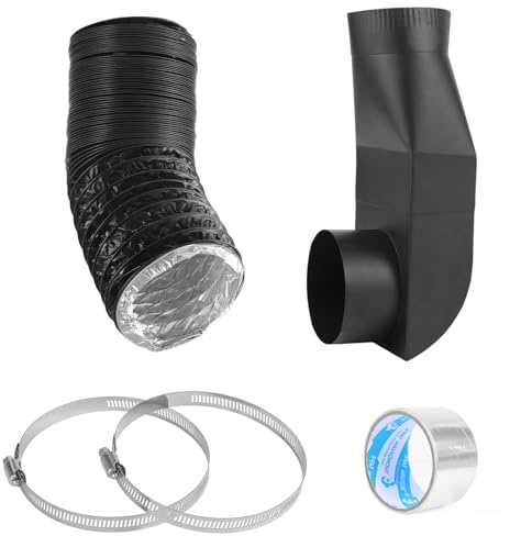 Upgrade stainless steel Periscope Dryer Vent,90° elbow straight out kit,Suitable for all 4-inch dryer vents,tight spaces exhaust duct,4396004 Genuine OEM Dryer Exhaust Duct single unit Black