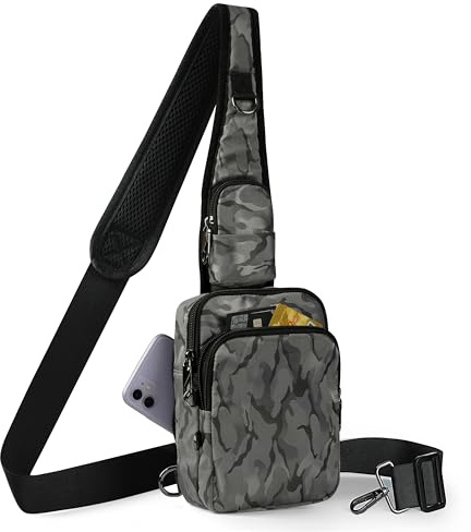 Tibroni Crossbody väska stöldskyddsväska för kvinnor män RFID-blockering, små axlar bröstväskor med dragkedja