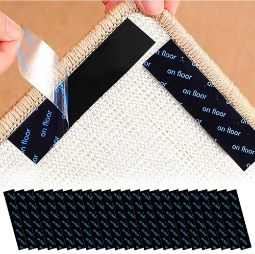 Rug Gripper 24 PCS, Reusable & Anti-Slip Rug Grippers For Laminate Floor and Wooden Floors, Washable Anti Slip Underlay Stickers, Carpet Grippers, Gripper Laminate, Carpet Stickers - Rectangular