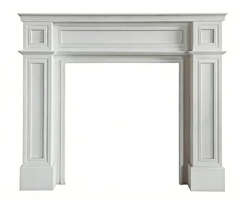 Manteau de cheminée Tablette décorative à panneau surélevé avec cadre de cheminée en bois classique(Blanc,Moyen)