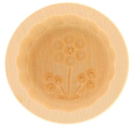 Hofmeister Holzwaren smörform, för 60 g smör, 8 cm, blomma C, handsnidad i Tyskland, smörform för dekoration, rund fallform, smörmodell av inhemskt lönnträ