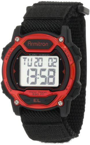 Armitron - Orologio sportivo unisex, digitale, con cronografo, cinturino in nylon, 45/7008, Rosso