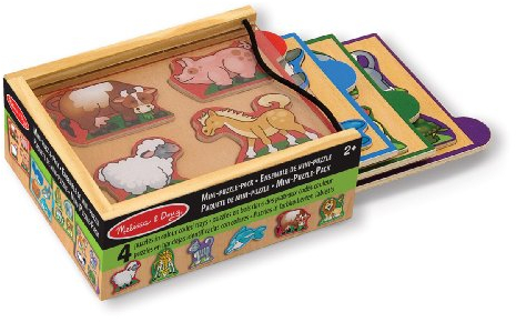Melissa & Doug Animals Wooden Mini-Puzzle Set With Storage and Travel Case Age 2+ 17.8 x 13 x 5.3 centimetres