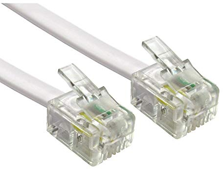 Alida Systems ® Câble ADSL 20m - Supérieure Qualité/Broches de Contact Plaqué Or/Internet Haute Vitesse à Large Bande/Routeur ou Modem à la Prise Téléphonique RJ11 ou Microfiltre/Blanc