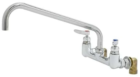 T&S Brass B-0290-01 Big-Flo Mixing Faucet, 8 Wall Mount, 16 Swing Nozzle, 00LL Inlets, Lever Handles