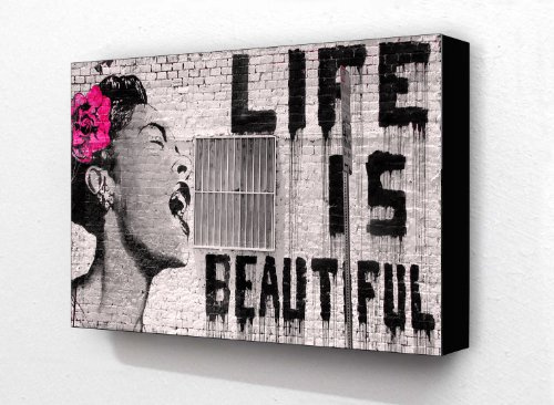 Banksy Life Is Beautiful 6 x 4 Inches Postcard Size Block Mounted Print