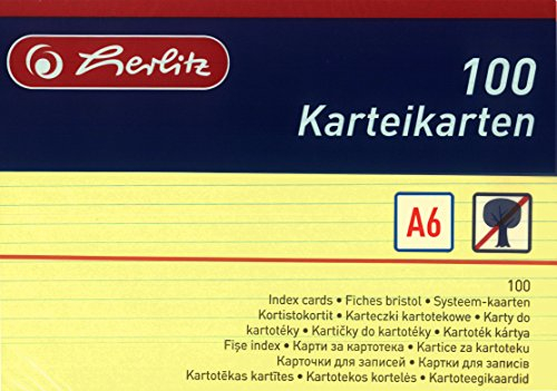 Herlitz Karteikarten A6, Liniert (800 Stück, Gelb)