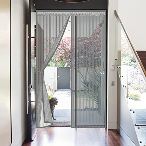 Moustiquaire Porte Fenetre AimantéE, 140x220cm(55x87inch) MagnéTique Rideau De Porte Moustiquaire Porte Fenetre Fermeture Automatique Portes De Balcon Portes Coulissantes, Gris