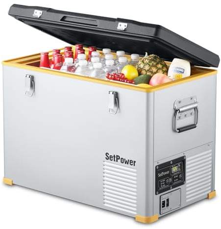 SetPower RV45S Frigorifero portatile a zona singola, 12 Volt per uso domestico e auto, ideale per viaggi, campeggio, viaggi su strada, -17,8 ° C-10 °C, CC 12/24 V, AC 110 V (48 quarti)