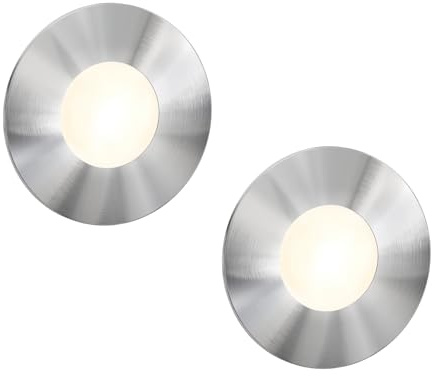 ledscom.de 2x LED Treppenlicht/Wandeinbauleuchte FEX für innen und außen, rund, edelstahl, 85mm Ø, warmweiß