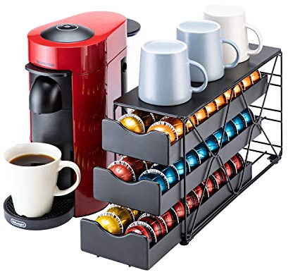 FlagShip for Nespresso Pod Holder Vertuo Pod Drawer Large Mullti Tier Coffee Pod Holder(3 Tier (60Pods Capacity))