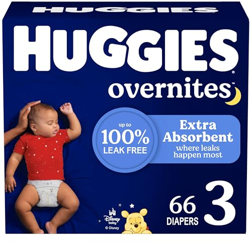 Huggies Overnites Size 3 Overnight Diapers (16-28 lbs), 66 Ct, Packaging May Vary