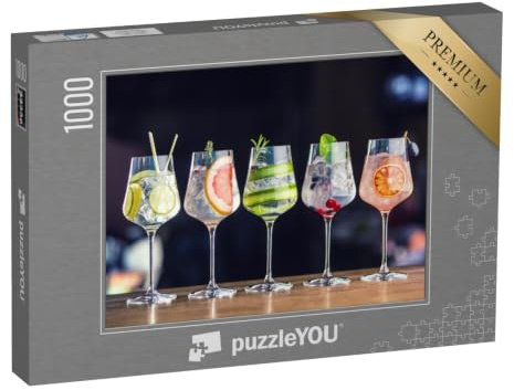 puzzleYOU: Puzzle 1000 Teile „Fünf Verschiedene Gin-Tonic-Cocktails“ – aus der Puzzle-Kollektion Getränke, Cocktails