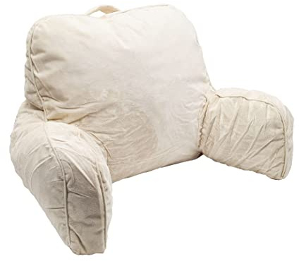 ABC Home Lesekissen mit Rückenlehne – Komfort Bettsessel Kissen für Rückenstütze im Bett & Sofa – Stützendes Sitzkissen mit Tragegriff – 80 cm Breit – Creme