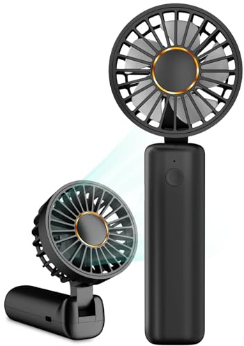 Hssio Ventilador portátil de mano, mini ventilador de escritorio plegable de 2000 mAh, rotación de 180°, 3 velocidades, ultra silencioso, hasta 8 horas de tiempo de uso, pequeños ventiladores de