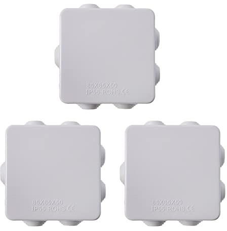 3 Stück 85 * 85 * 50 mm Abzweigdose Aufputz-Feuchtraum,IP55 Weiß ABS Wasserdichte Abzweigdose Minibox für Projekte Nstrumente Öffnungsloch-Projektbox Wetterfest Staubdicht