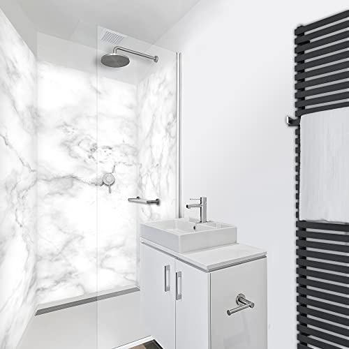 WANDFREUDE individuelle Duschrückwand Aluverbundplatte auf Maß (3 Stück - Marmorierte Platte - Premium Brillant Lack) – Dusche Wandverkleidung Duschwandverkleidung Duschrückwände