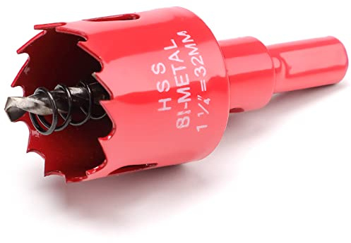 32mm Hole Saws Cutter, HSS Bi-Metal Drill Bit for Wood, Plastic, UPVC, Fiberglass and Plasterboard