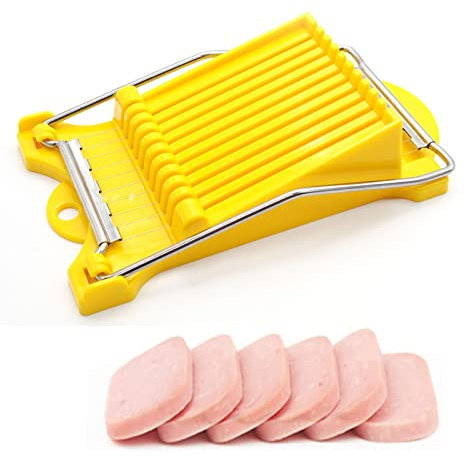 Multifunctional Stainless Steel Luncheon Meat Slicer,Home Slicing and Splitting Tools, Food Slicer for Butter, Cheese,Kiwifruit,Strawberry,Banana and Cooked Eggs Etc. (Yellow)