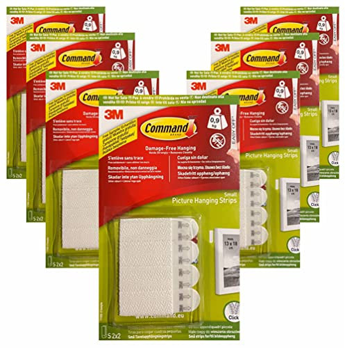 28 strisce Command da parete 3M | Piccole dimensioni 16 x 54 mm | per il montaggio di cornici fotografiche, poster, specchi, decorazioni da parete e cartelli | Senza fori, chiodi, pareti danneggiate o