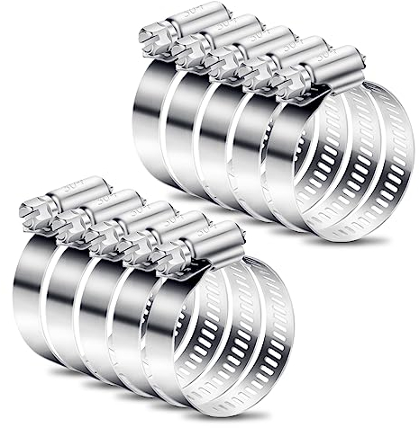 10 Stück Schlauchschellen Set Edelstahl Schellen 21-44mm Einstellbare Schlauchschelle Robuste Schlauchklemme Vielseitige Rohrschellen Kit für Wasserrohr Garten Haus Gas Rohr Teich Automobil-Tubing