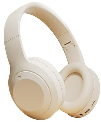 Fiauli Wireless Headphones Over Ear,HIFI Active Noise Cancelling Bluetooth Headphones,Foldable Over Ear Headphones Wireless Headset With Built-in Mic,Support TF Card for Travel Home (Beige)