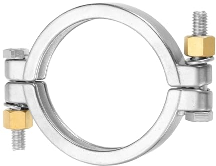 sourcing map 3.6 High Pressure Bolted Clamp Strap Double Pin Clamp Strap 304 Stainless Steel for 1 inch Pipe, 133mm Length