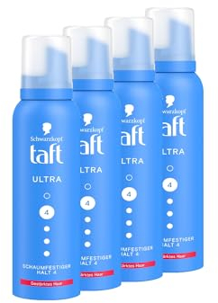 Schwarzkopf Taft Schaumfestiger Ultra (4x 150ml), Haltegrad 4, Haarschaum für alle Haartypen, stärkt das Haar, vegane Formel*