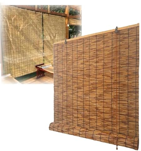 Bambusrollo Outdoor Wetterfest Bambus Rollo 40cm 60cm 80cm 100cm 120cm Beschattung Sonnenschutz Außen Balkon Rollo Seitenzugrollo – Ideal für Terrasse Sichtschutz