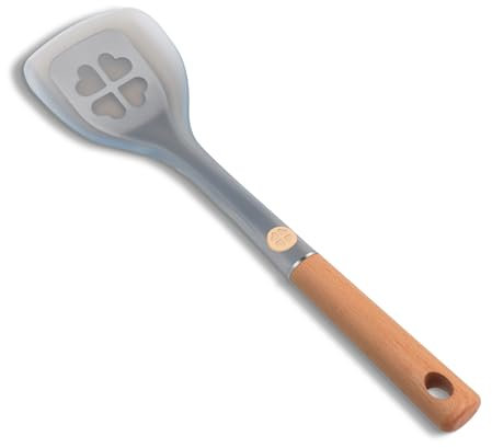 Cooking Silicone Spatula,600°F Heat Resistant Spatulas for Nonstick Cookware,Food Grade Silicone Spatula+Stainless Steel Core with Wooden Handle for Egg,Pancake,Fish,Cookie