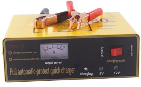 SOLUSTRE Caricatore Batteria Automatico Con Ventola Di Raffreddamento e Indicatori Led Carica Sicura Per Auto e Compatibile Con Batterie Acido Manutenzione e Gel