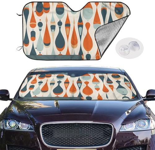 Pare-soleil de voiture moderne rétro du milieu du siècle avec formes de goutte, pare-soleil de voiture pliable pour pare-brise avant de voiture, pare-soleil pour SUV, camions
