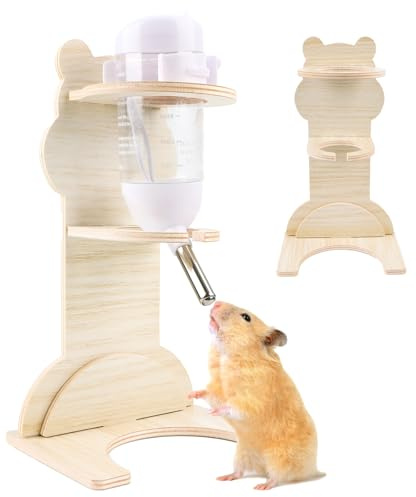 Encuryna Hamster Wasserflaschenständer aus Holz mit 75ml Nagertränke